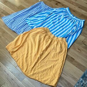 a new day Blue and Yellow Striped A-Line Skirt Set all with pockets! XXL